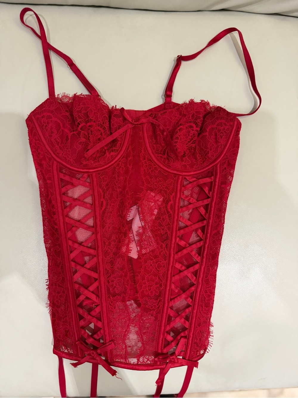 VS Red Lace Corset Top Bustier